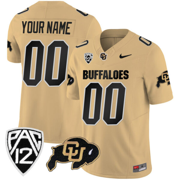 2023 Custom Men Colorada Buffaloes Gold Vapor Limited Jerseys