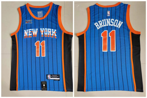 Knicks 11 Jalen Brunson Blue Nike 2023-24 City Edition Swingman Jersey