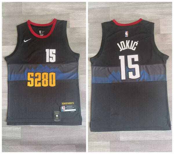 Nuggets 15 Nikola Jokic Black Nike 2023-24 City Edition Swingman Jersey