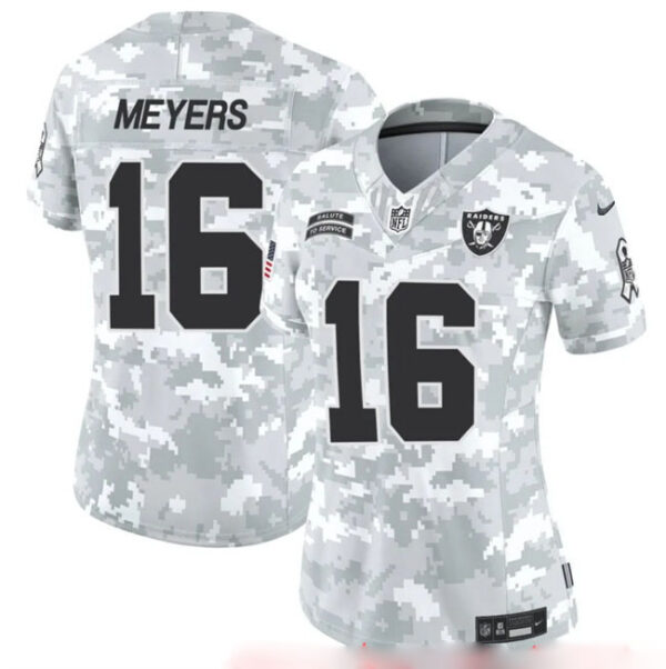 Women's Las Vegas Raiders #16 Jakobi Meyers 2024 F.U.S.E Arctic Camo Salute To Service Limited Stitched Jersey(Run Small)