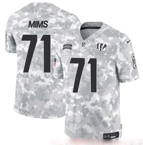 Men's Cincinnati Bengals #71 Amarius Mims 2024 F.U.S.E Arctic Camo Salute To Service Limited Stitched Football Jersey