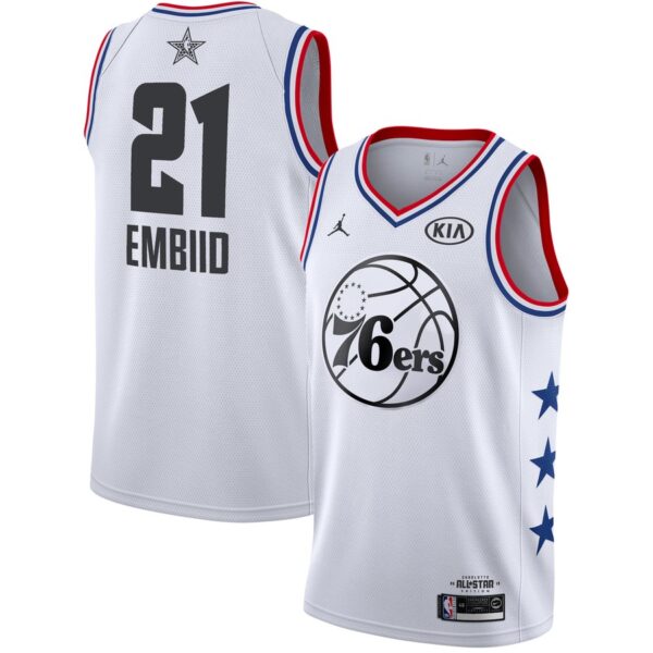 76ers 21 Joel Embiid White 2019 NBA All-Star Game Jordan Brand Swingman Jersey