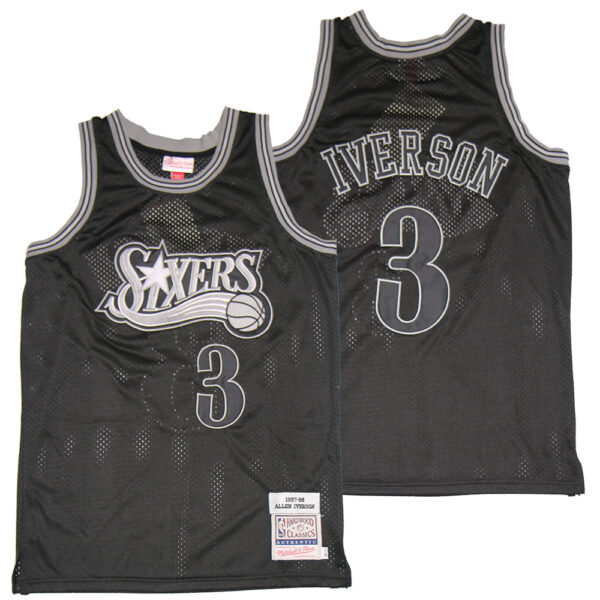 76ers 3 Allen Iverson Black 1997-98 Hardwood Classics Jersey