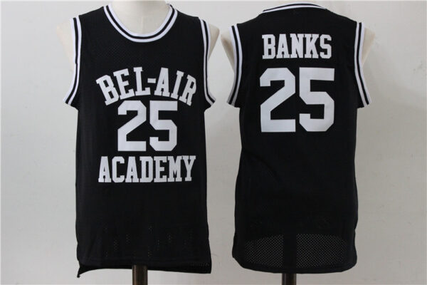 Bel-Air Academy 25 Carlton Banks Black Stitched Movie Jersey