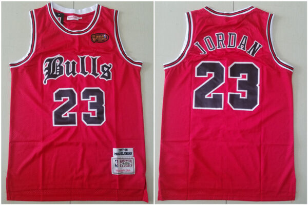 Bulls 23 Michael Jordan Red 1997 NBA Finals Patch 1997-98 Hardwood Classics Jersey