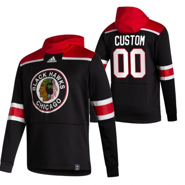 Chicago Blackhawks Custom Adidas Reverse Retro Pullover Hoodie Black