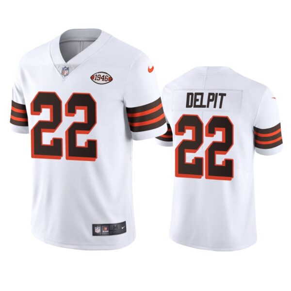 Cleveland Browns #22 Grant Delpit Nike 1946 Collection Alternate Vapor Limited NFL Jersey - White