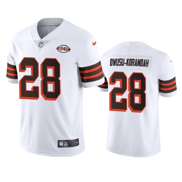 Cleveland Browns #28 Jeremiah Owusu-Koramoah Nike 1946 Collection Alternate Vapor Limited NFL Jersey - White