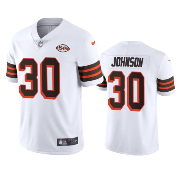 Cleveland Browns #30 D'Ernest Johnson Nike 1946 Collection Alternate Vapor Limited NFL Jersey - White