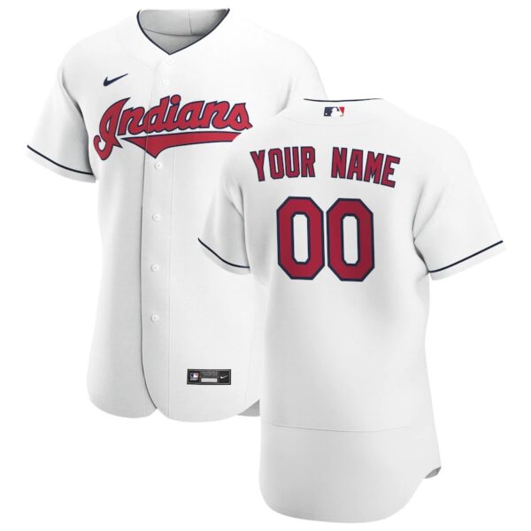 Cleveland Indians Custom Men's Nike White Home 2020 Authentic Team MLB Jersey