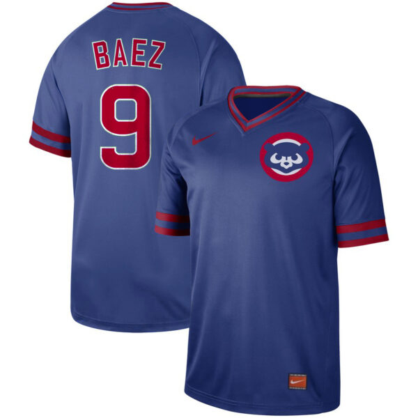 Cubs 9 Javier Baez Blue Throwback Jersey