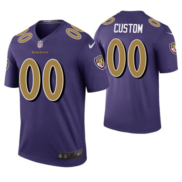 Custom Men Baltimore Ravens Purple Color Rush Jersey