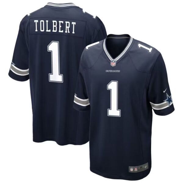 Dallas Cowboys #1 Jalen Tolbert Navy Blue Vapor Limited Jersey