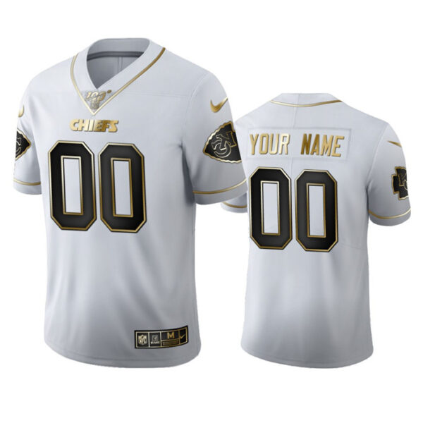 Kansas City Chiefs Custom Men's Nike White Golden Edition Vapor Limited NFL 100 Jersey