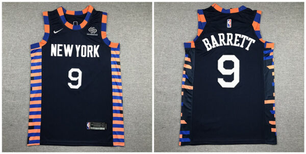 Knicks 9 R.J. Barrett Navy City Edition Nike Authentic Jersey