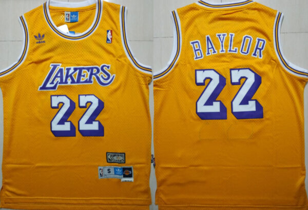 Lakers 22 Elgin Baylor Yellow Hardwood Classics Jersey