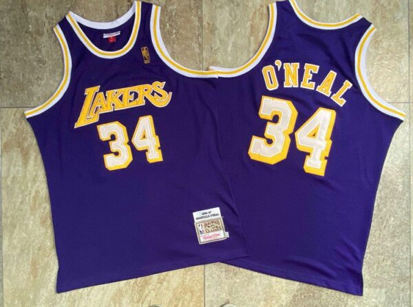 Lakers 34 Shaquille O'Neal Purple 1996-97 Hardwood Classics Jersey