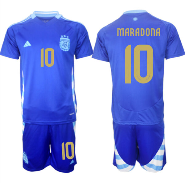 Men's Argentina #10 Diego Maradona Blue 2024-25 Away SoccerJerseys