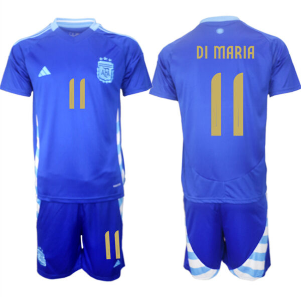 Men's Argentina #11 Angel Fabian Di Maria Blue 2024-25 Away SoccerJerseys