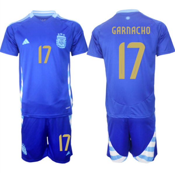 Men's Argentina #17 Alejandro Garnacho Blue 2024-25 Away SoccerJerseys