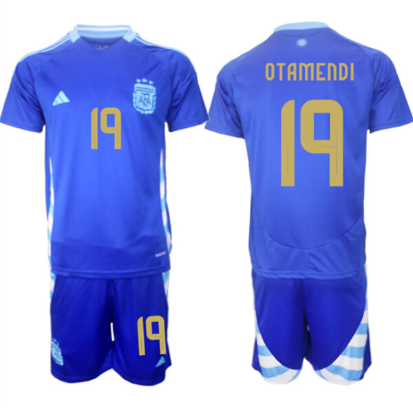 Men's Argentina #19 Nicolas Otamendi Blue 2024-25 Away SoccerJerseys