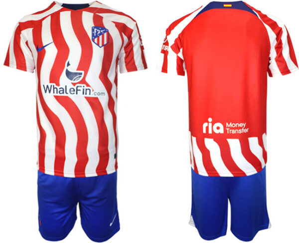 Men's Atletico de Madrid Custom 2023 24 Red Home Soccer Jersey Suit 001