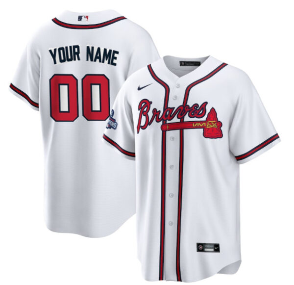 Men's Atlanta Braves Active Player Custom 2021 White World Series Champions Cool Base Stitched Jersey