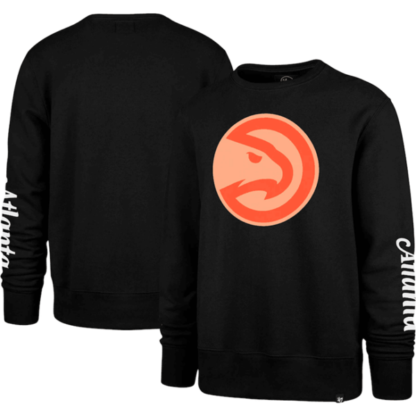 Men's Atlanta Hawks '47 Black 2022 23 City Edition Two-Peat Headline Pullover Sweatshirt