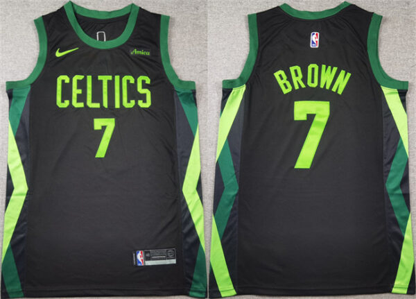 Men's Boston Celtics #7 Jaylen Brown Black 2024 City Edition Stitched Basketball Jersey