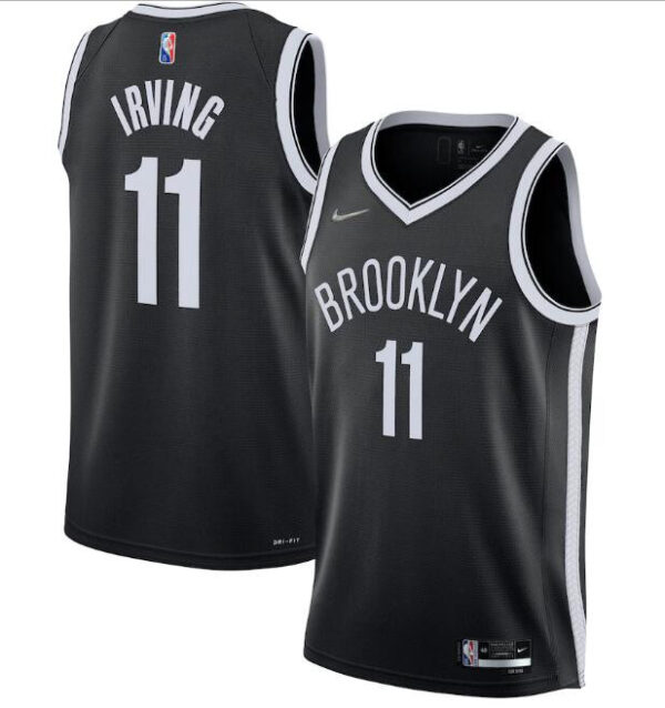 Men's Brooklyn Nets #11 Kyrie Irving 75th Anniversary Black Stitched Basketball Jersey