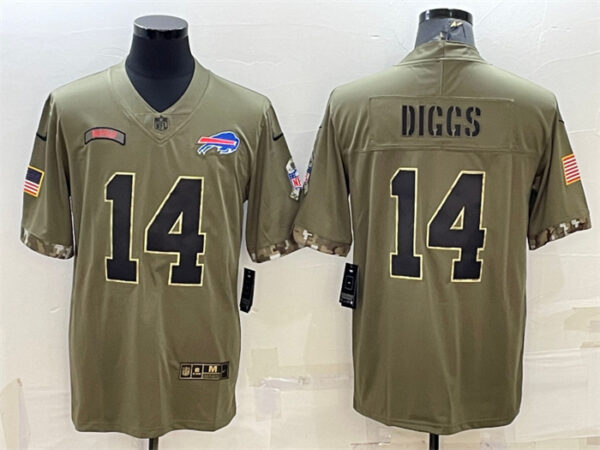 Men's Buffalo Bills #14 Stefon Diggs Olive 2022 Salute To Service Limited Stitched Jersey