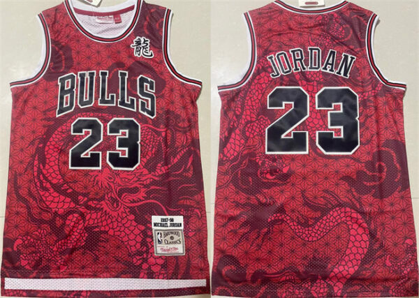 Men's Chicago Bulls #23 Michael Jordan Red 1997-98 Throwback Stitched Basketball Jersey