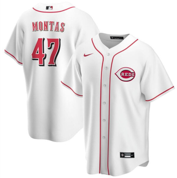 Men's Cincinnati Reds #47 Frankie Montas White Cool Base Stitched Baseball Jersey