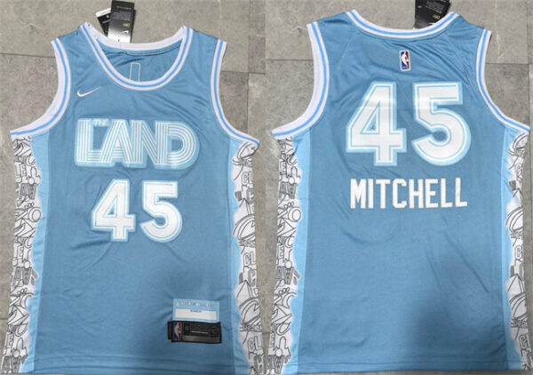 Men's Cleveland Cavaliers #45 Donovan Mitchell Light Blue 2024 City Edition Stitched Jersey