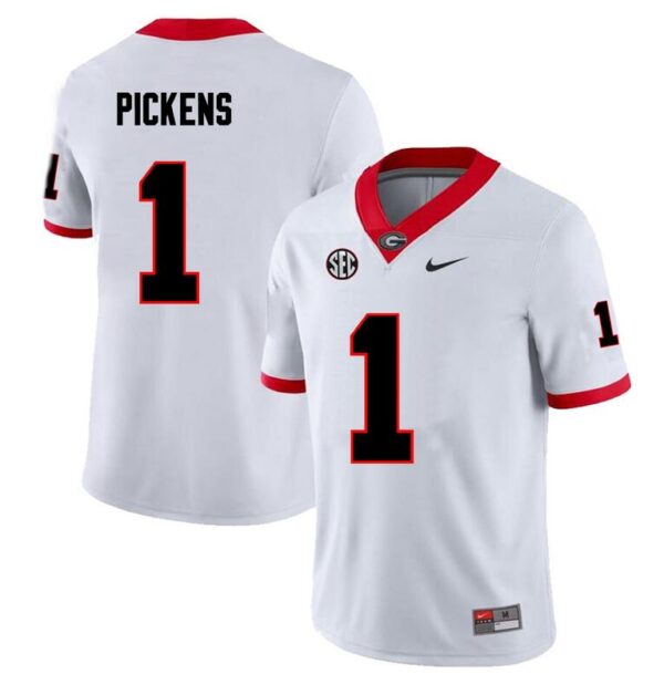 Men's Georgia Bulldogs #1 George Pickens White Stitched Football Jersey