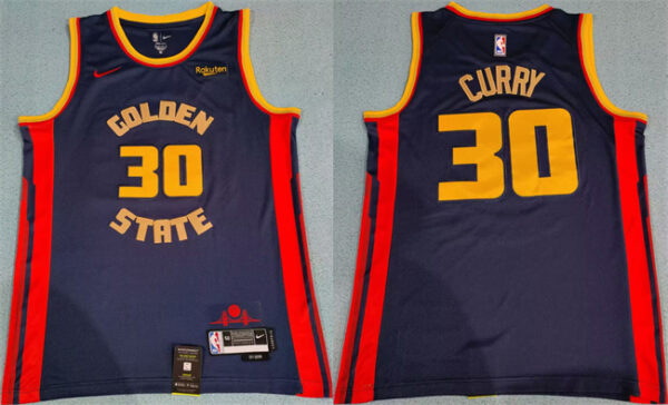 Men's Golden State Warriors #30 Stephen Curry Navy 2024 25 City Edition Stitched Basketball Jersey