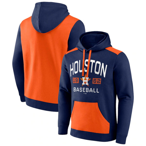 Men's Houston Astros Navy Orange Chip In Pullover Hoodie