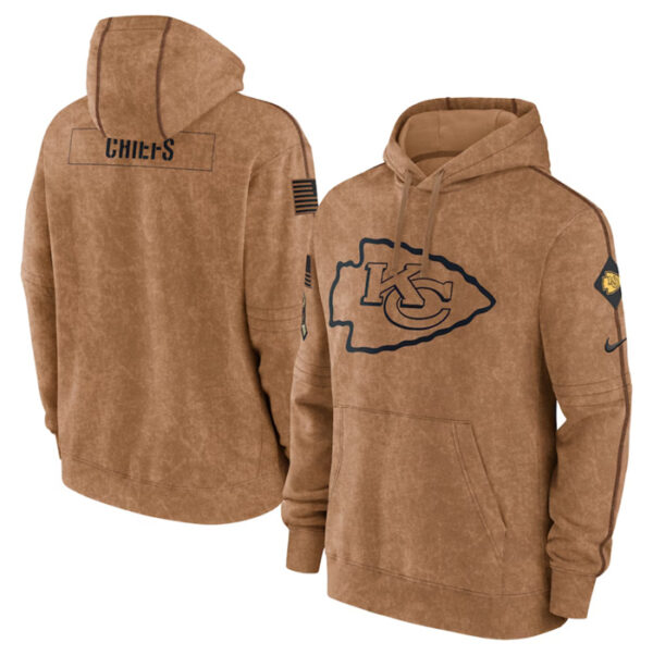 Men's Kansas City Chiefs 2023 Brown Salute To Service Pullover Hoodie