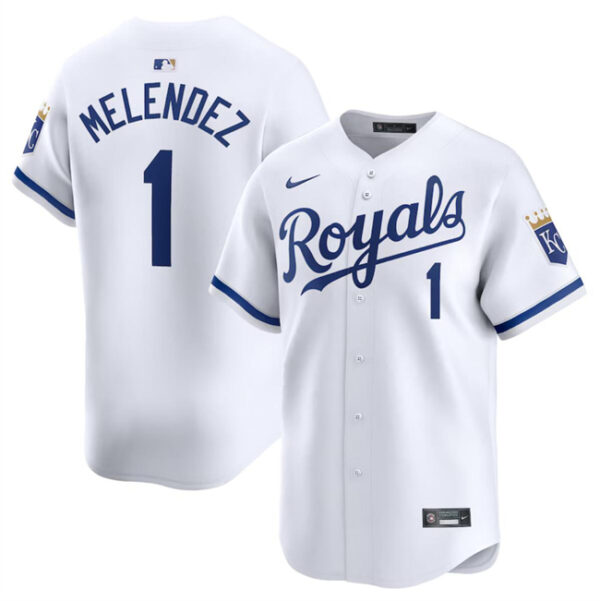 Men's Kansas City Royals #1 MJ Melendez White 2024 Home Limited Stitched Baseball Jersey