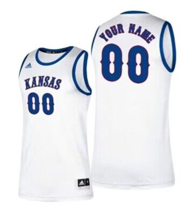 Men's Kansas Jayhawks Custom White Stitched Basketball Jersey