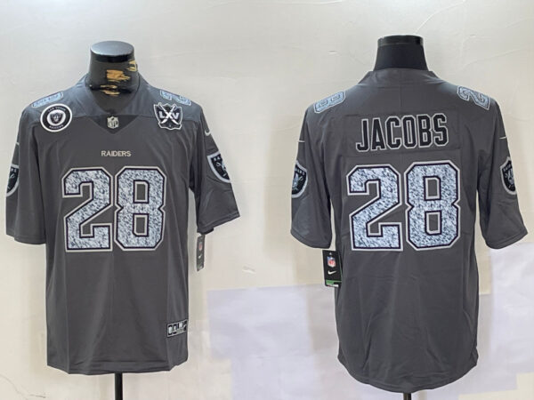 Men's Las Vegas Raiders #28 Josh Jacobs Grey Limited Stitched Jerseys