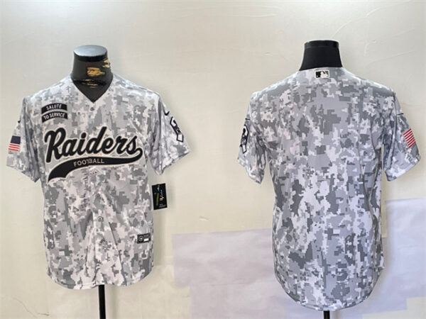 Men's Las Vegas Raiders Blank 2024 Arctic Camo Salute To Service Stitched Baseball Jersey