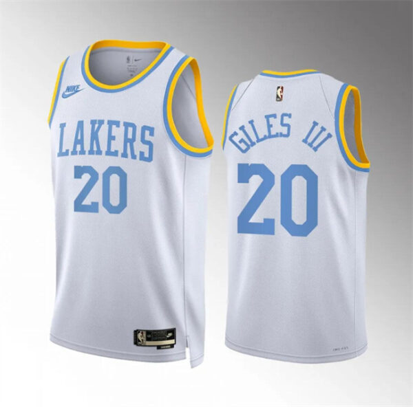 Men's Los Angeles Lakers #20 Harry Giles Iii White Classic Edition Stitched Basketball Jersey