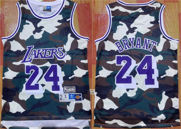 Men's Los Angeles Lakers #24 Kobe Bryant Camo Throwback Basketball Jersey