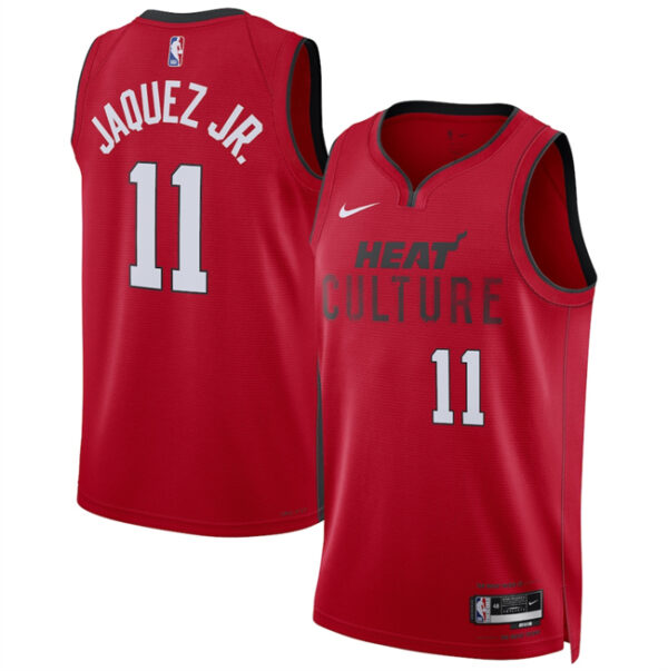 Men's Miami Heat #11 Jaime Jaquez Jr. Red 2024 25 City Edition Stitched Basketball Jersey