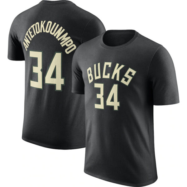 Men's Milwaukee Bucks #34 Giannis Antetokounmpo Black 2022 23 Statement Edition Long Sleeve T-Shirt