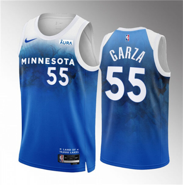 Men's Minnesota Timberwolves #55 Luka Garza Blue 2023 24 City Edition Stitched Jersey