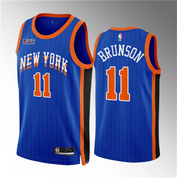 Men's New Yok Knicks #11 Jalen Brunson Blue 2023 24 City Edition Stitched Basketball Jersey