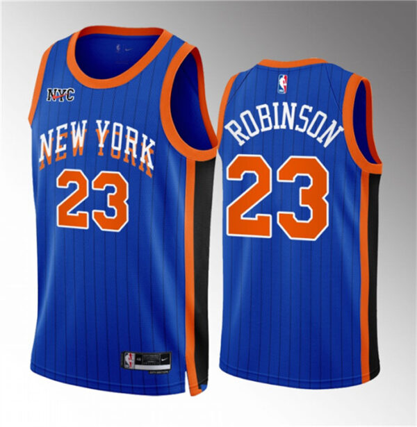 Men's New Yok Knicks #23 Mitchell Robinson Blue 2023 24 City Edition Stitched Basketball Jersey