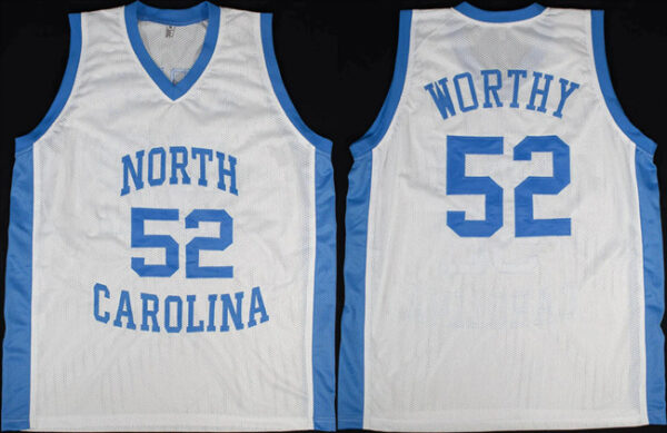 Men's North Carolina Tar Heels #52 James Worthy White Throwback Stitched Jersey